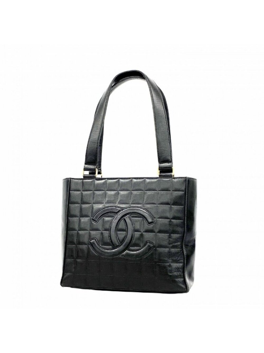 Chanel Handbag Choco Bar Lambskin Black Gold